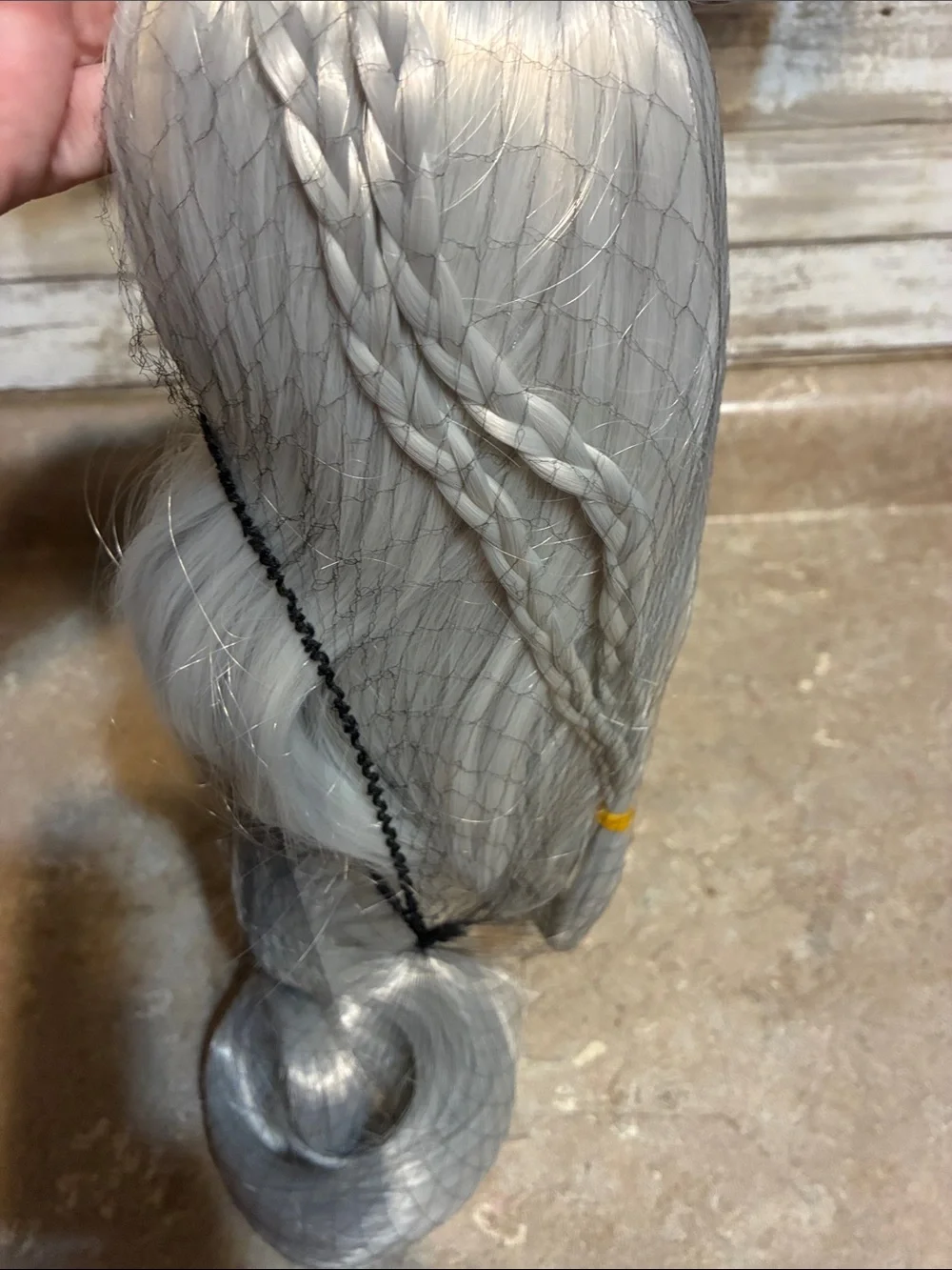 Source Unknown Silver Gray Wavy Synthetic Hairpiece